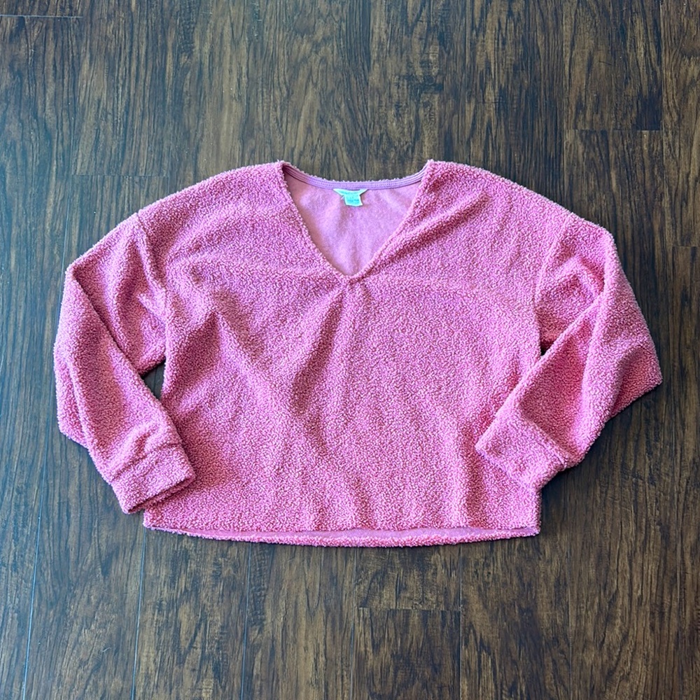 Caslon Teddy Pink V-Neck Sweater